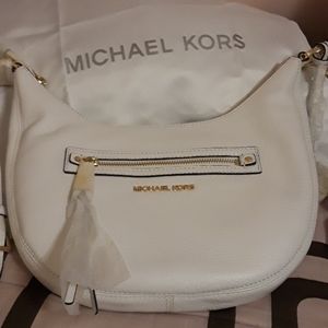 Michael Kors Pebbled Leather White Handbag/Crossby